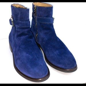Del Toro Mens Blue Suede Buckle and zipper Boot
Size 13.